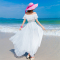 828新款泰国海边度假显瘦沙滩裙抹胸一字肩连衣裙白色长裙飘逸