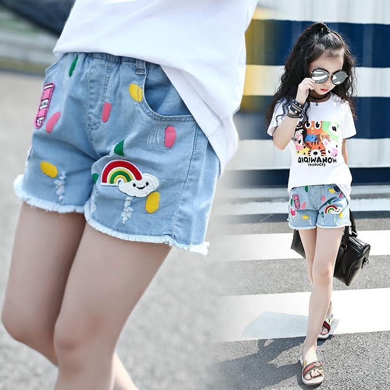 828新款女童牛仔短裤夏季薄款2017新款韩版童装中大童裤子儿童热裤女