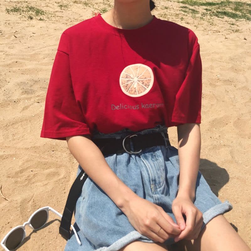 828新款夏装女装韩版少女水果印花百搭T恤学生休闲上衣潮图片