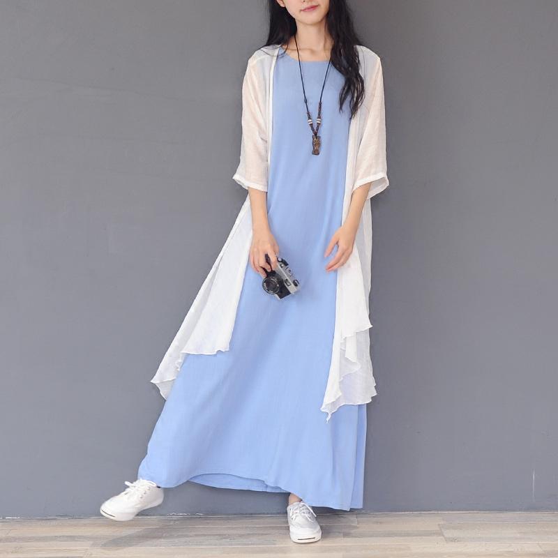 828新款夏装新文艺宽松棉麻背心连衣裙女无袖纯色学生百搭复古打底