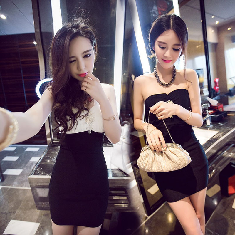 828新款夜场女装2017夏季夜店抹胸挂脖连衣裙性感裹胸修身显瘦短裙