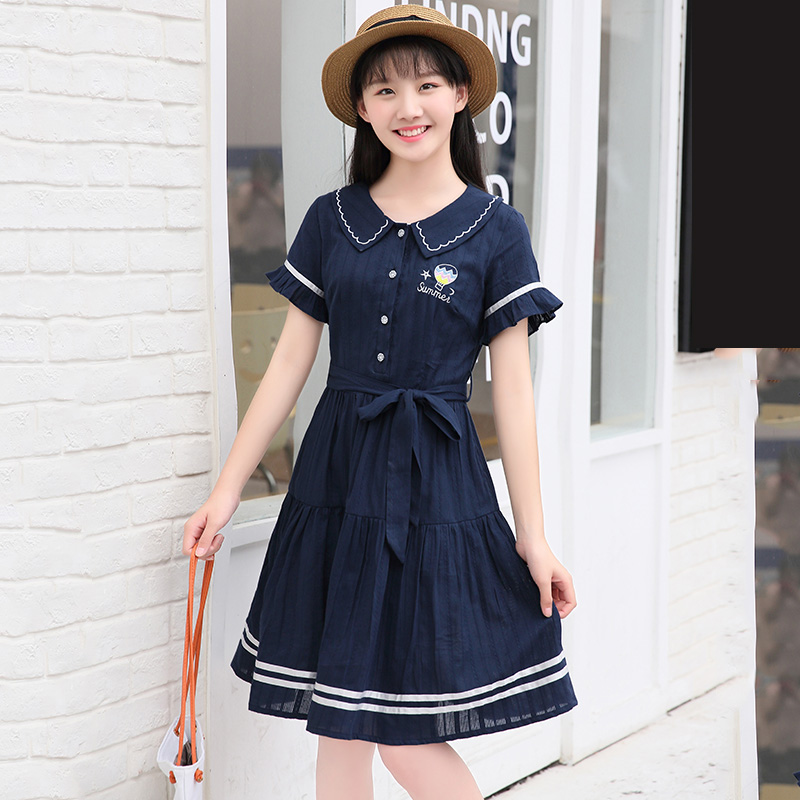 828新款2017韩版新款初中生连衣裙12-14岁中学生裙子13-15少女裙夏