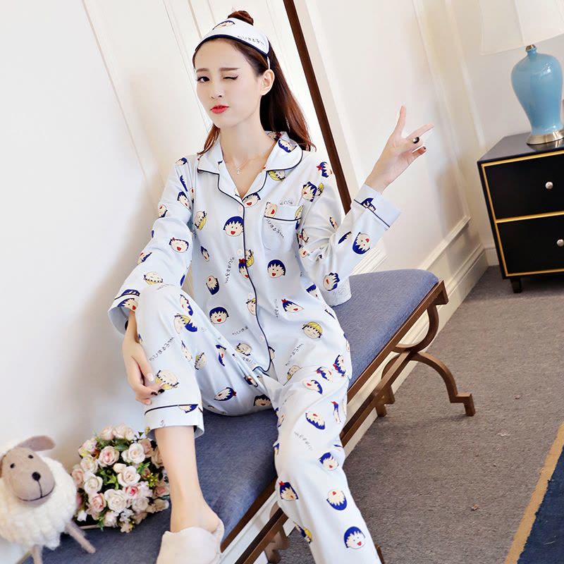 828新款新款卡通大码睡衣女长袖秋冬季韩版开衫可爱甜美家居服春套装图片