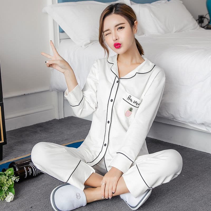 828新款新款卡通大码睡衣女长袖秋冬季韩版开衫可爱甜美家居服春套装图片