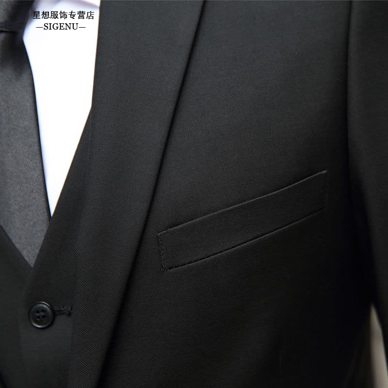 828新款商务正装三件套西服套装男士秋季修身职业工作服伴郎结婚礼服-定制款图片