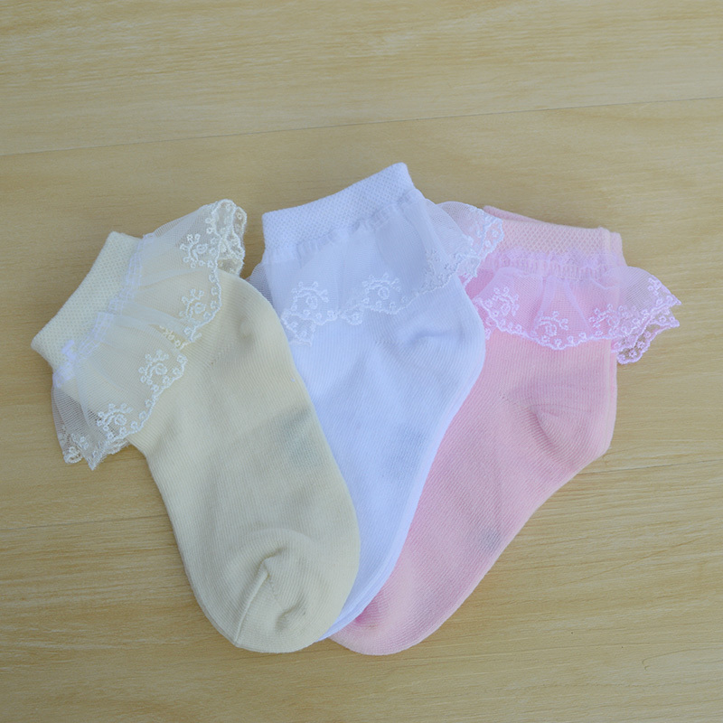 828新款儿童花边袜女童纯棉春秋夏季网眼日系蕾丝公主短袜子宝宝白色