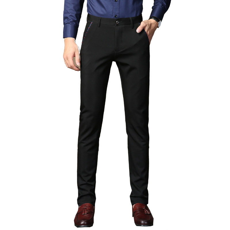828新款秋季西裤男修身韩版小脚裤子男士商务休闲裤黑色弹力长裤潮