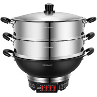 荣事达(Royalstar)电蒸锅电炒锅家用炒菜铁锅一体式电锅铸铁多功能火锅6升大容量