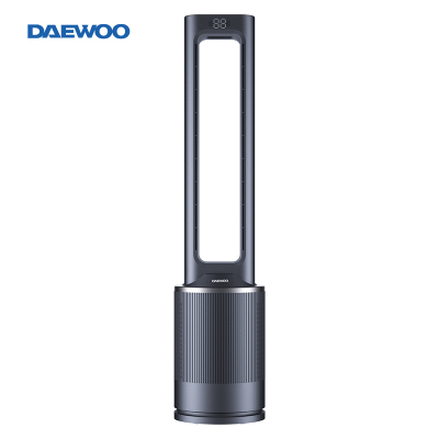 大宇(DAEWOO)无叶风扇家用落地扇循环空气净化风扇电扇立式塔扇 V8 深空灰