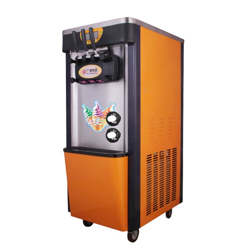 广绅冰淇淋机商用全不锈钢软冰激凌机雪糕机全自动甜筒机三色立式图片