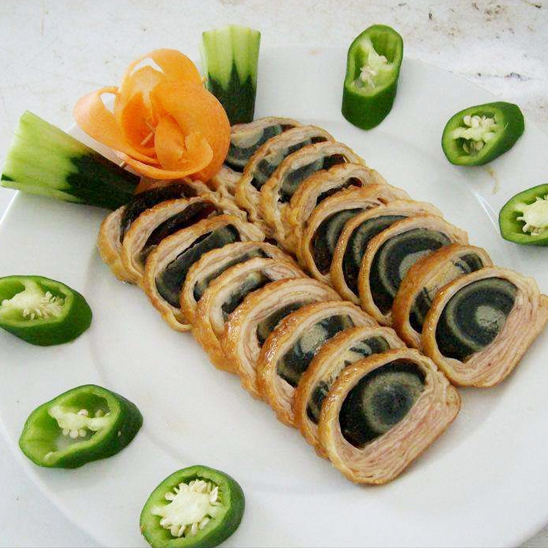 渔鼎鲜鸡腿皮皮蛋卷鸭皮卷250g袋装酒店特色冷盘半成品私房菜凉菜