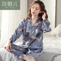 玫薇儿 女士睡衣春秋款冰丝夏季仿真丝绸家居服套装薄款2021年新款两件套