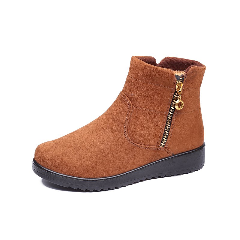 布瑞京75001 老北京布鞋冬季女棉鞋 上班鞋保暖短靴子铜拉链