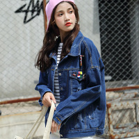 珂依舍2017秋装实拍磨破牛仔外套女宽松学生韩版