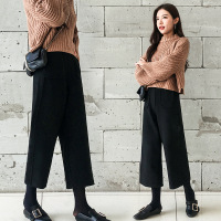 珂依舍2017秋装新款阔腿裤女九分裤2017秋冬新款显瘦裤子直筒裤高腰黑色宽松休闲裤夏