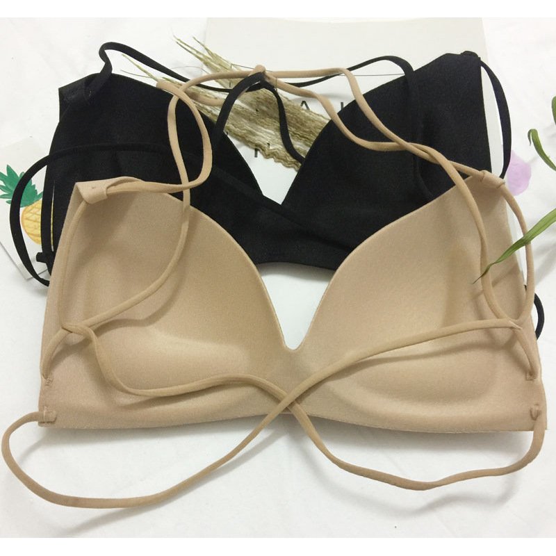 珂依舍2017秋装新款简约无痕无钢圈裹胸性感后背交叉镂空抹胸吊带小背心