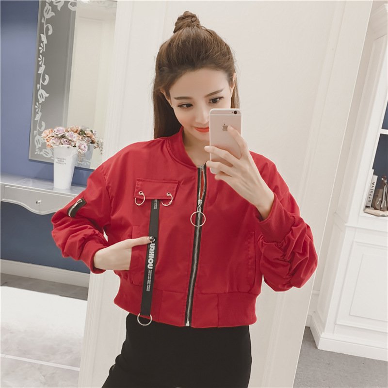 珂依舍2017秋装新款现货2017秋季新款宽松休闲飞行员夹克街头潮牌棒球服短款外套