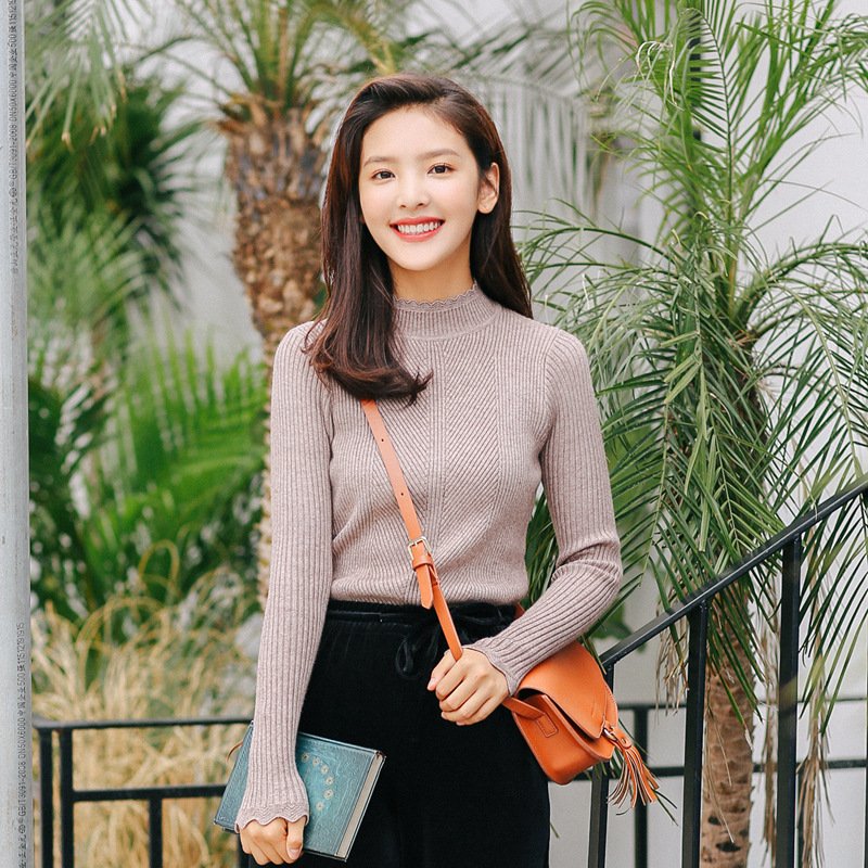 珂依舍2017秋装新款中领打底衫加厚搭配有售