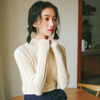珂依舍2017秋装新款秋冬打底衫女长袖学生款简约百搭弹力半高领打底针织衫