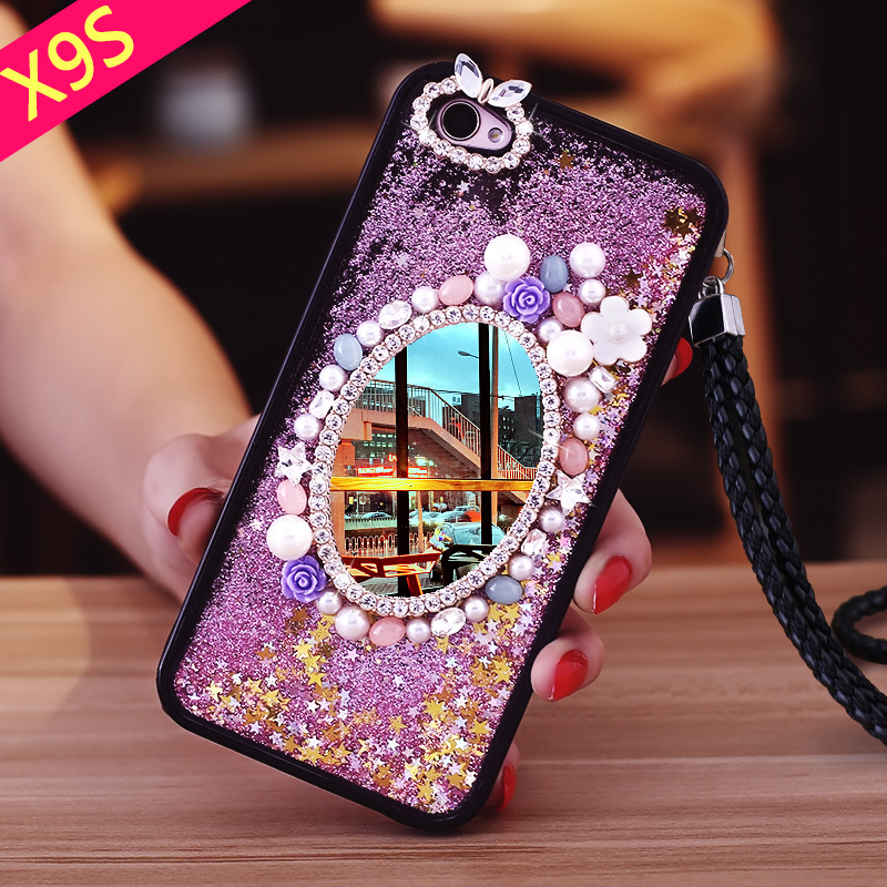 vivox9手机壳vivo叉九套x女款v0vix液体流动流沙带挂绳x9s镶水钻2017