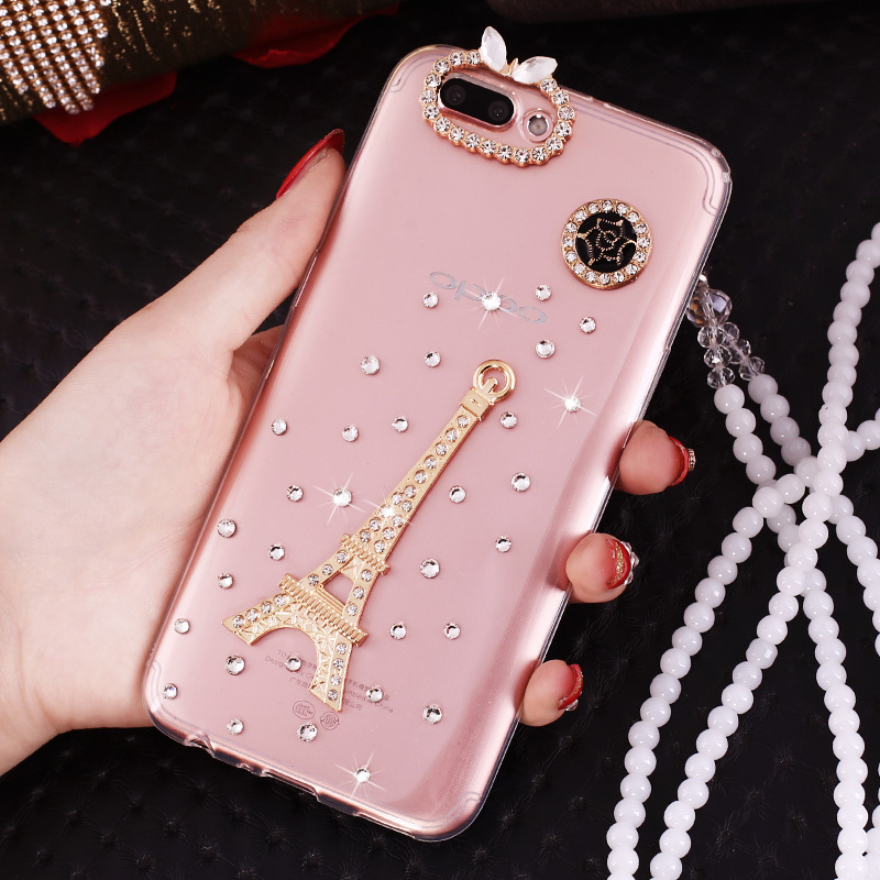 oppor11plus手机壳oppir透明水钻opppr欧珀潮珠链软套男女pluskt20