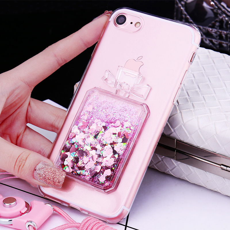 苹果7手机壳带钻iphone7保护套七软硅胶47防摔流沙创意挂绳女款2017
