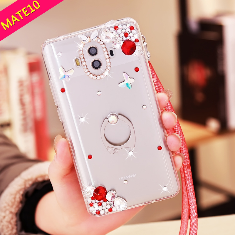 华为mate10手机壳mt10保护套女款潮挂绳创意水钻硅胶软防摔全包边定制