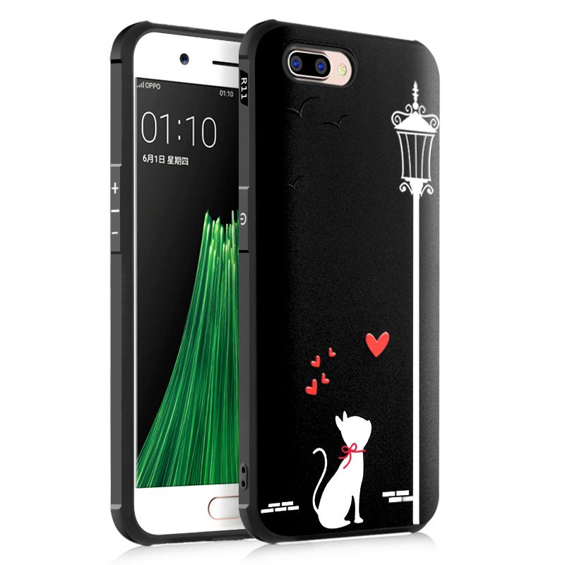 oppor11手机壳防摔r11t黑色男oppor十一磨砂全包边opr11t外壳硅胶定制