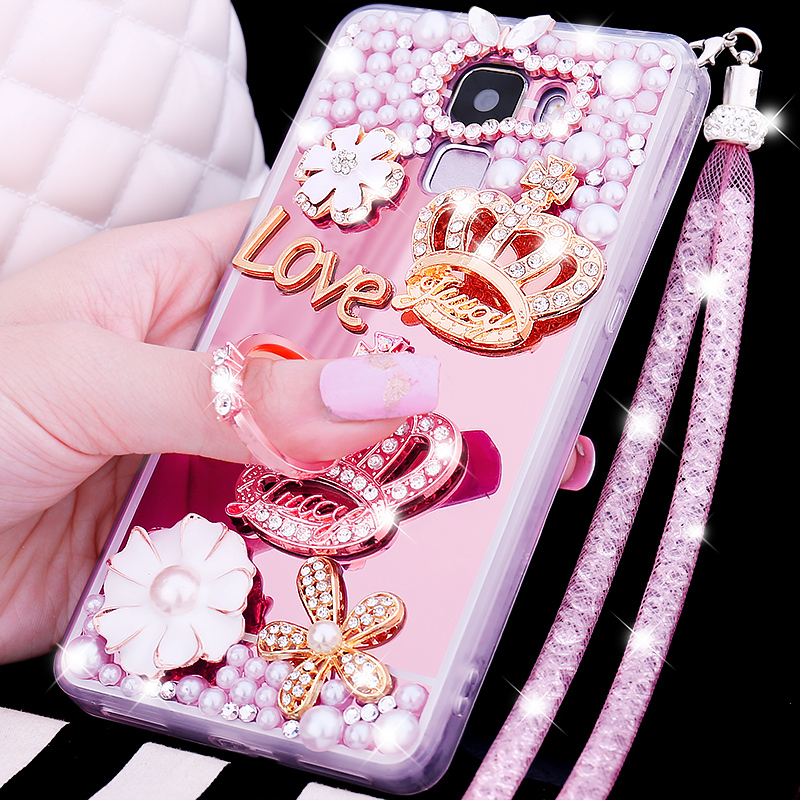 华为荣耀7手机壳plk-al10保护套tl00带钻ul日韩水钻cl软壳外壳女定制