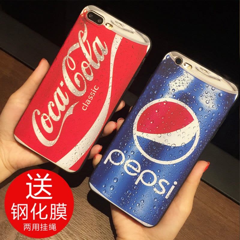 创意百事可乐iphoneX手机壳苹果7保护套6splus软硅胶潮男女款情侣定制图片