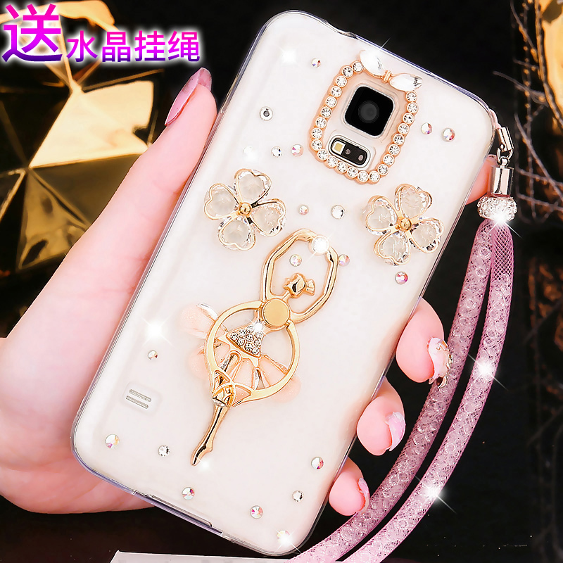 三星S5软套SM-G9009D挂脖手机外壳SMG9008W防摔9006v水钻5s软潮女定制