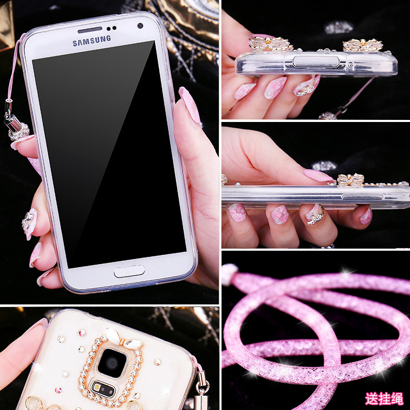 三星S5软套SM-G9009D挂脖手机外壳SMG9008W防摔9006v水钻5s软潮女定制
