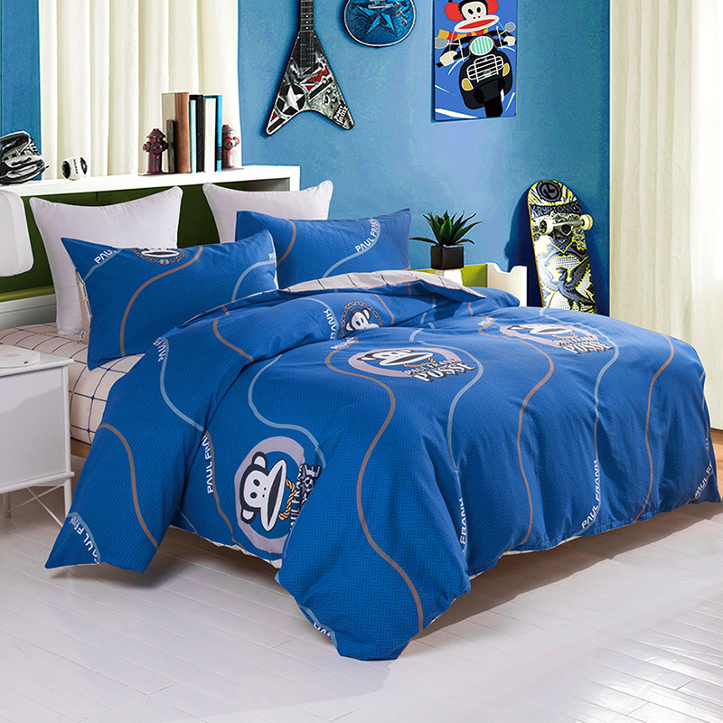 大嘴猴（Paul Frank）创意卡通家纺床上用品 蓝调生活全棉四件套