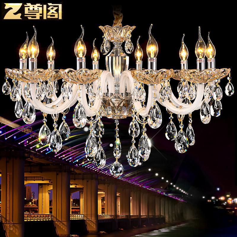 尊阁 欧式水晶吊灯客厅灯餐厅灯创意LED欧式灯具135卧室蜡烛吊灯图片