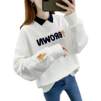 雅馨季时尚长袖卫衣女2021年新款春秋薄款娃娃领显瘦上衣