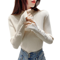 雅馨季2021秋冬内搭纯色半高领针织衫女套头毛衣修身显瘦立领打底衫上衣