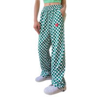 雅馨季2021新款潮牌格子休闲裤女秋季薄款设计感小众宽松束脚直筒拖地裤