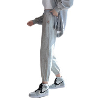 雅馨季2021新款秋季休闲裤女灰色运动裤女春秋薄款九分小个子休闲卫裤