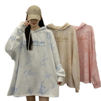 雅馨季2021新款秋季薄款扎染卫衣女宽松韩版慵懒风bf上衣