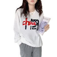 雅馨季潮卫衣女秋季2021新款宽松圆领中国风印花长袖圆领上衣