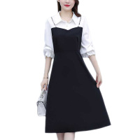 雅馨季胖mm裙子显瘦大码潮胖妹妹秋款假两件连衣裙2021新款洋气时尚女装