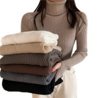 雅馨季2021加厚宽条纹高领毛衣女打底衫上衣韩版秋冬长袖针织衫