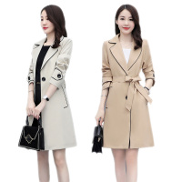雅馨季2021春秋新款风衣女时尚韩版气质收腰显瘦西装领中长款风衣外套女