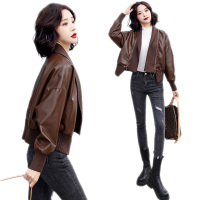 雅馨季洋气气质短款皮衣外套女2021春新款百搭显瘦PU皮女士夹克上衣潮