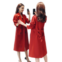 雅馨季2021春秋季风衣女通勤西装领纯色双排扣中长款常规长袖修身