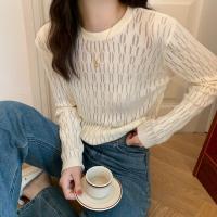 [服饰专享]雅馨季早秋2021新款镂空薄款圆领针织内搭显瘦长袖打底衫女上衣ins8113