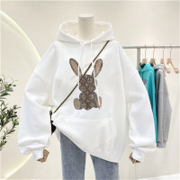 雅馨季[达人]2021秋冬装新款宽松百搭韩版趣味印花连帽国潮卡通卫衣外套女9302