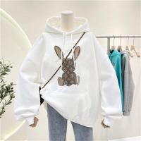 雅馨季[小贝]2021新款国潮连帽卫衣女秋加绒加厚宽松韩版宽松趣味印花连帽卫衣9302