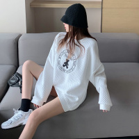 雅馨季2021秋冬新款韩国泡泡棉宽松版休闲印花卫衣女189