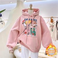 雅馨季9272#加绒加厚2021冬季宽松创意卡通印花连帽长袖卫衣9272